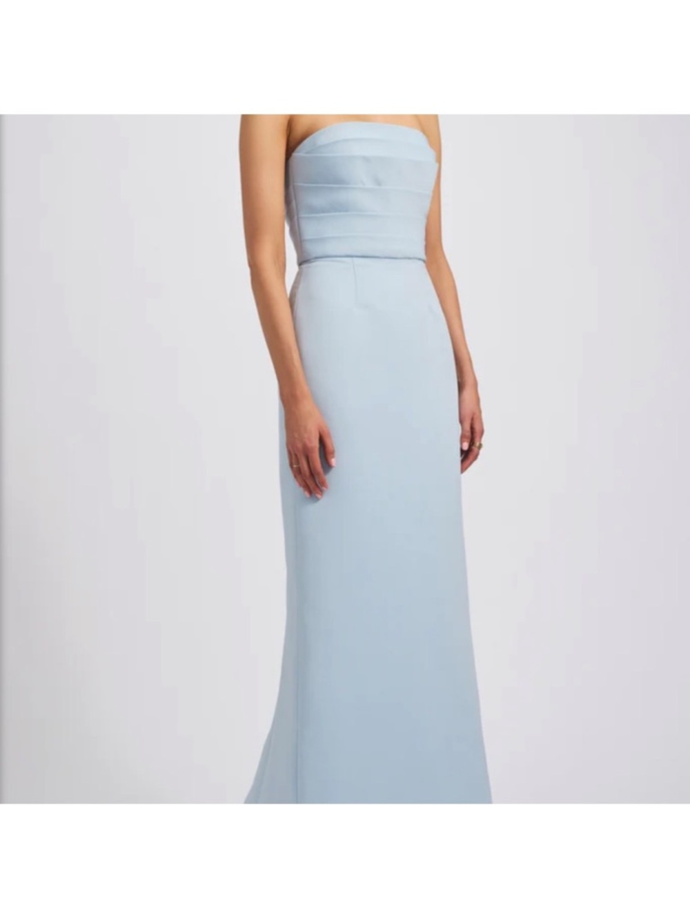 Amsale Strapless Pale Blue Column Gown